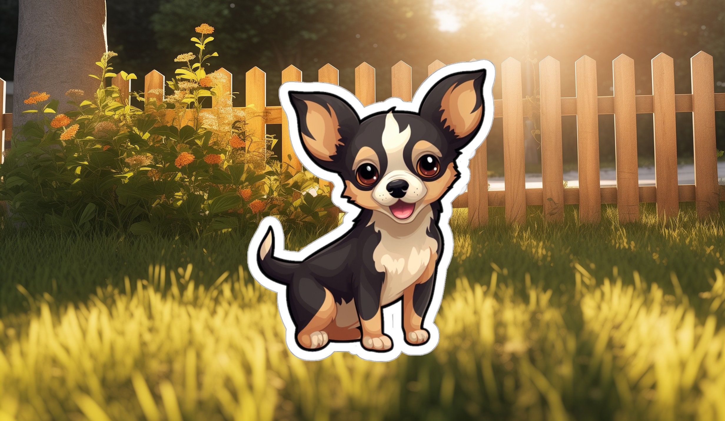 Cute Black Chihuahua Puppy Sticker - Compact Vinyl Decal for Laptop, Kindle, Hydroflask - Perfect for Dog, Chihuahua,  Puppy Lovers