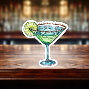 Funky Margarita Cartoon Sticker - Compact Vinyl Decal for Laptop, Kindle, Hydroflask - Perfect Gift for Lovers of Tequila and Margaritas