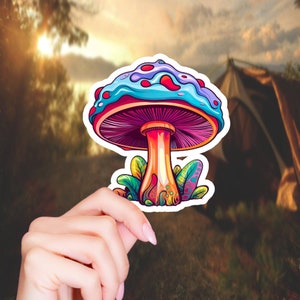 Wacky Colorful Mushroom Sticker - Compact Vinyl Decal for Laptop, Kindle, Hydroflask - Psychedelic Stickers Magic Mushrooms Sticker