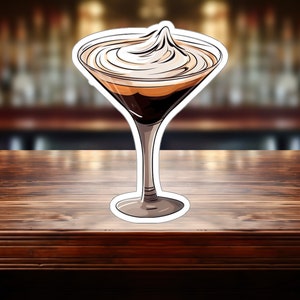 Tasty Decorative Espresso Martini Sticker - Compact Vinyl Decal for Laptop, Tablet, Water Bottle - Perfect Gift for Martini Girls
