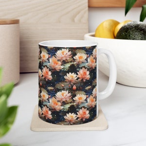 Floating Waterlilies Coffee Mug | Fine Art Ceramic Mug | Personalized Water Lily Cup | Pretty Flower Mug | Floral Coffee Mug | Gift for Her