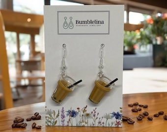 Bubble Tea/Coffee Dangle Earrings. Fun and Quirky. Summer Drink. Hypoallergenic.