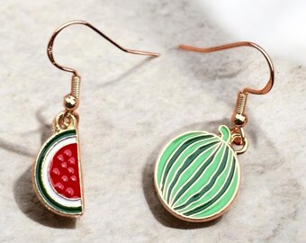 Wassermelonen Ohrringe - Sommer Frucht Schmuck, hypoallergen, Geschenk Box Option