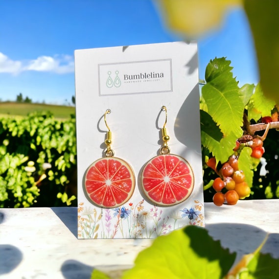 Grapefruit Earrings – Fun Summer Accessory, Hypoallergenic, Option to make a set with a necklace
