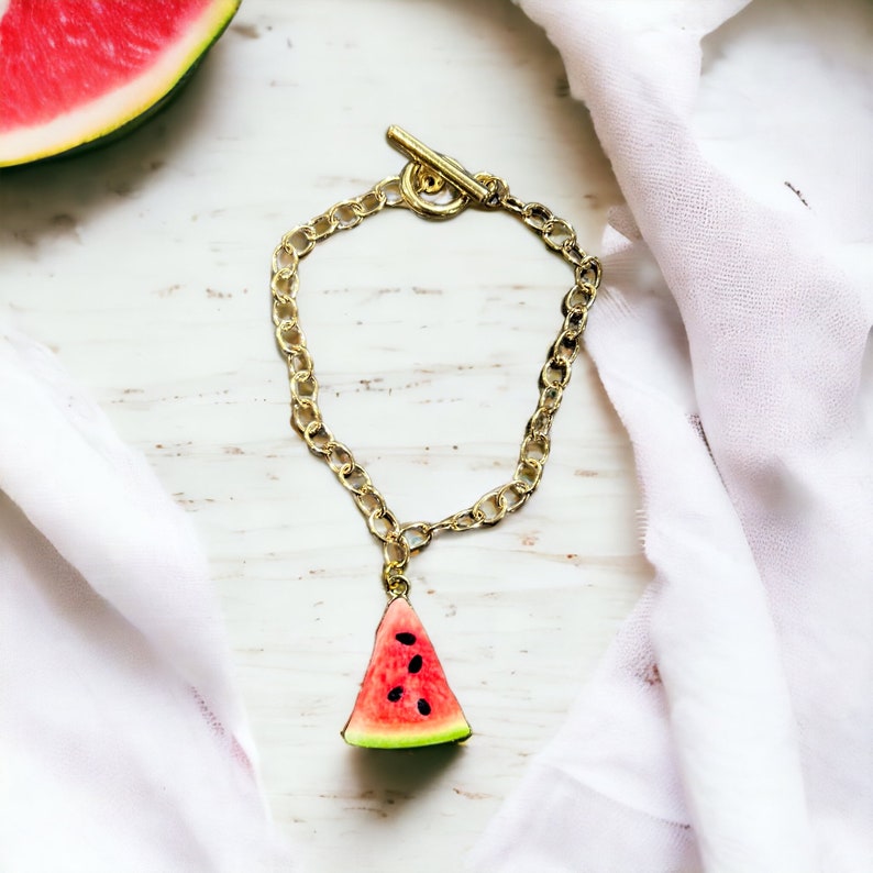 Watermelon Handmade Neckace. Lovely summer necklace. Fruit Necklace. Option to add earrings and bracelet. zdjęcie 4