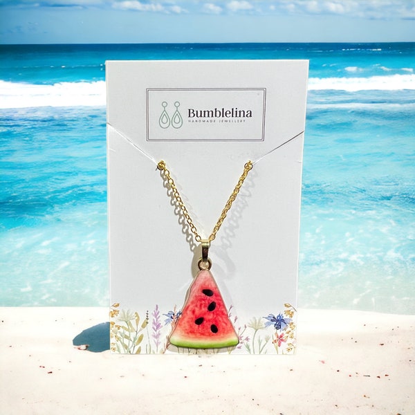 Watermelon Handmade Neckace. Lovely summer necklace. Fruit Necklace. Option to add earrings and bracelet.