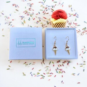 Schokoladen-Eis-Ohrringe. Lustiges Essen Ohrringe. Sommer Ohrringe. Hypoallergene Ohrringe. Option zum Hinzufügen einer Geschenkbox.