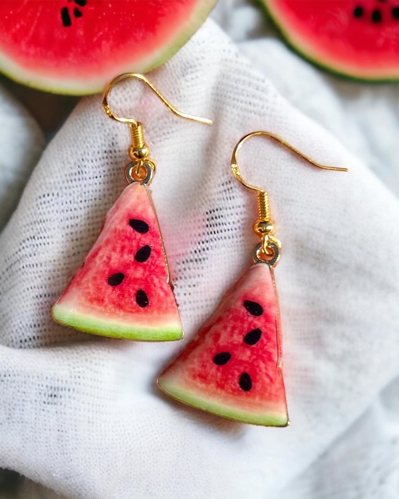 Watermelon Handmade Neckace. Lovely summer necklace. Fruit Necklace. Option to add earrings and bracelet. zdjęcie 5