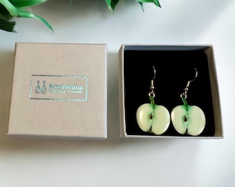 Pendientes colgantes con forma de manzana: Joyería de verano, hipoalergénicos, con opción de caja de regalo.