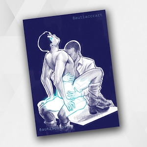 RK1K postcard Connor x Markus, Detroit Become Human, A6 art print, fanart conkus