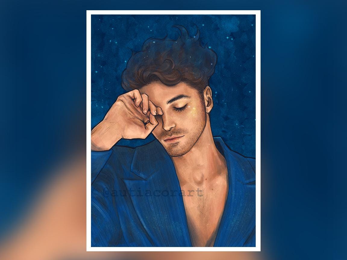 Alex RWRB A4 Art Print, A2 Poster, Red White & Royal Blue Fanart ...