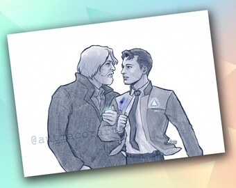 DBH Hank & Connor, A5 art print, Detroit Become Human, fanart