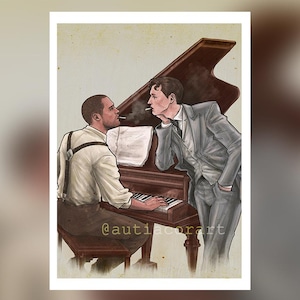 RK1K postcard Connor x Markus, Detroit Become Human, A6 art print, fanart conkus vintage