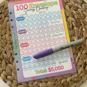 A5 - Savings Challenge Bundle| 100 Envelope | Scratch off | Emergency Fund | 26 Week