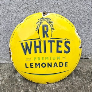 Vintage-Werbeschild „Old Whites Lemonade“ aus Emaille-Porzellan, Retro-Werbeschild, Wanddekoration, 30 cm