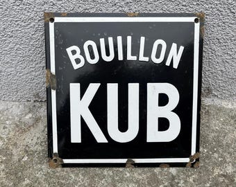 Vintage Bouillon Kub Old Enamel Porcelain Sign France Plaque 20x20 cm