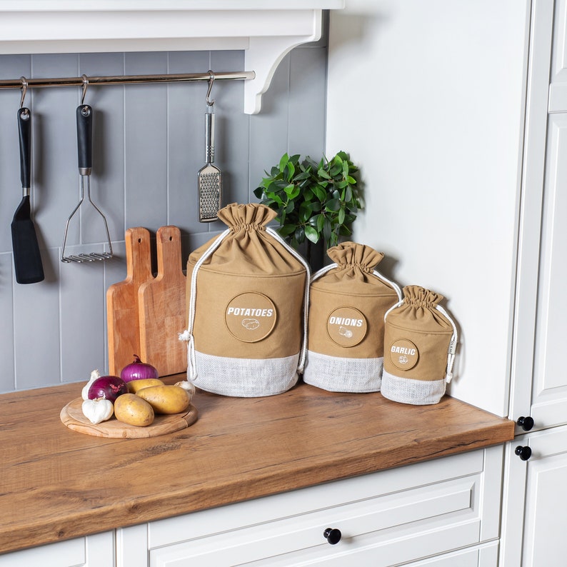 OLEMI Potato Onion Garlic Storage Bags, Vegetable Cotton Kitchen