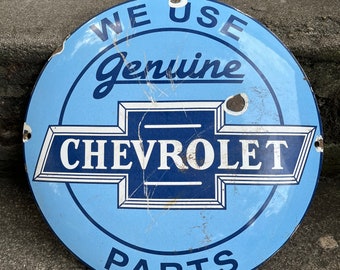 Vintage Chevrolet Enamel Porcelain Sign 30 cm