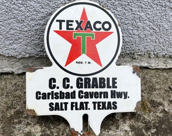 Vintage Old Texaco Enamel Porcelain Sign Plaque Retro Advertising Wall Decor 15x13 cm