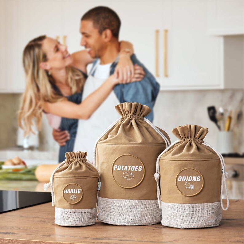 OLEMI Potato Onion Garlic Storage Bags, Vegetable Cotton Kitchen