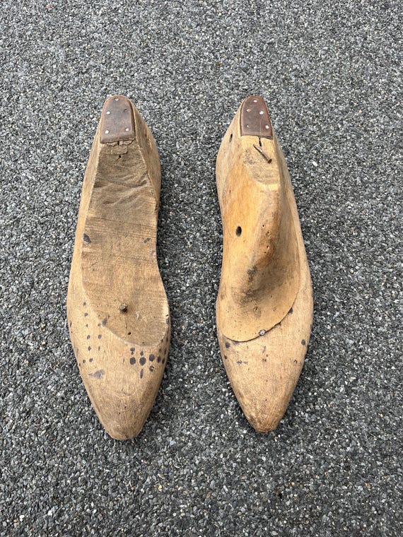 Forme per scarpe in legno da calzolaio vintage anni '30, set di