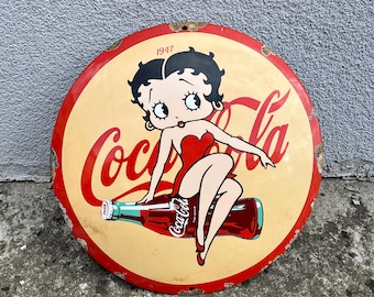 Targa vintage in porcellana smaltata con scritta Cola Soda, decorazione da parete pubblicitaria retrò, 30 cm