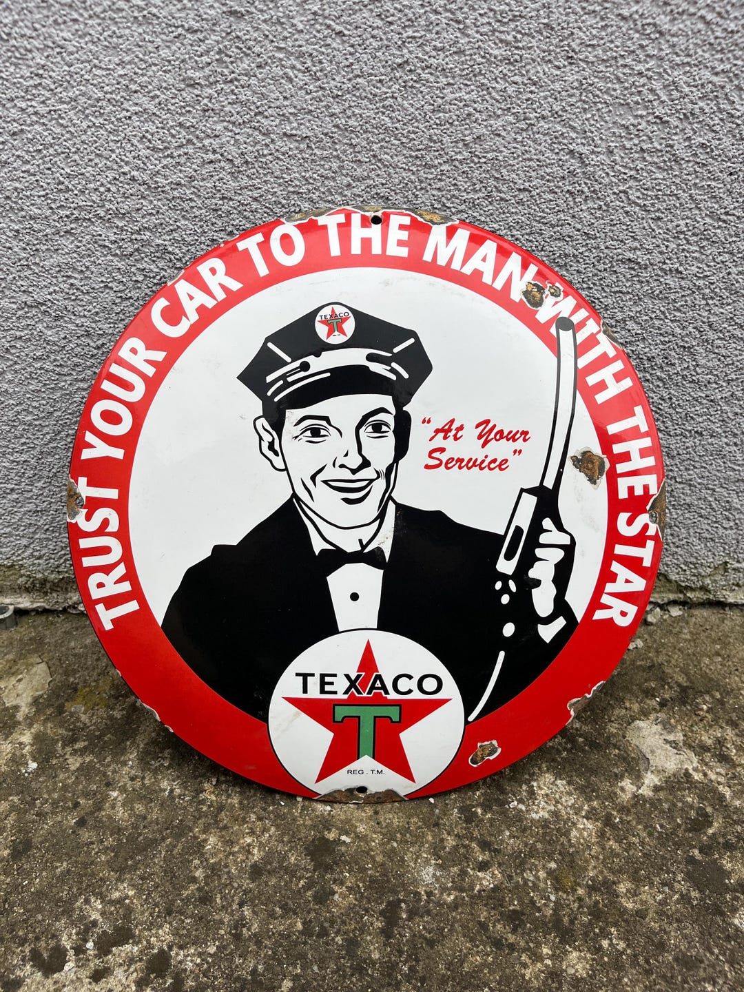 Vintage Old Texaco Enamel Porcelain Sign Plaque Retro Advertising Wall ...