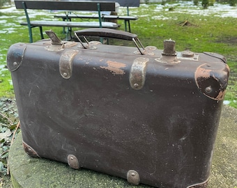 vintage années 30/40 Vieille valise antique Sac à bagages
