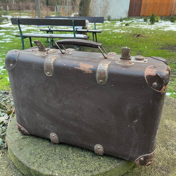 Vintage 30s/40s Old Antique Suitcase Luggage Bag