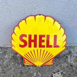 Plaque vintage en porcelaine émaillée ancienne coquillages, décoration murale rétro, 33 x 35 cm