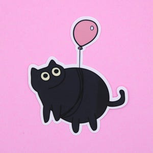 Fat Balloon Kitty Sticker Cat Meme Sticker Chonky Fat Black Cat Sticker Gift  Funny Decals Laptop Stickers Vinyl Stickers.