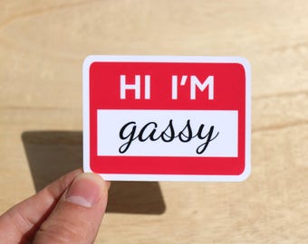 Pegatina "Hola, tengo gases", divertida pegatina de vinilo con humor sobre pedos para portátil y Kindle, pegatina con nombre extraña.