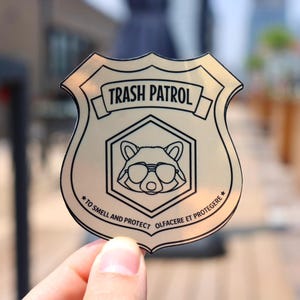 Trash Patrol Badge Sticker, Cute Dumpster Fire Sticker Gift, Funny Decals, Laptop, Notebook and e-reader Vinyl Stickers.