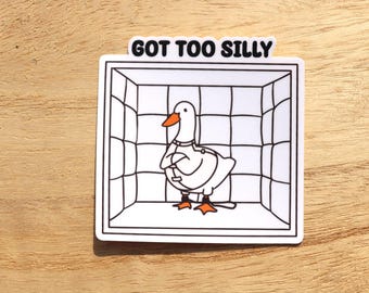 Silly Goose Sticker: Sarcastic Straight Jacket Vinyl Decal, Anti-Social Meme Sticker, Mental Health Sarcasm, Laptop, e-reader, Waterproof.