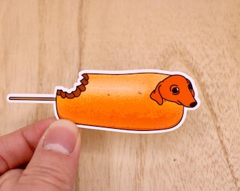 Corn Dog Dachshund Sticker Funny Wiener Dog Sticker For Dog Lovers Cute Decal Kindle Sticker Laptop Sticker Vinyl Sticker