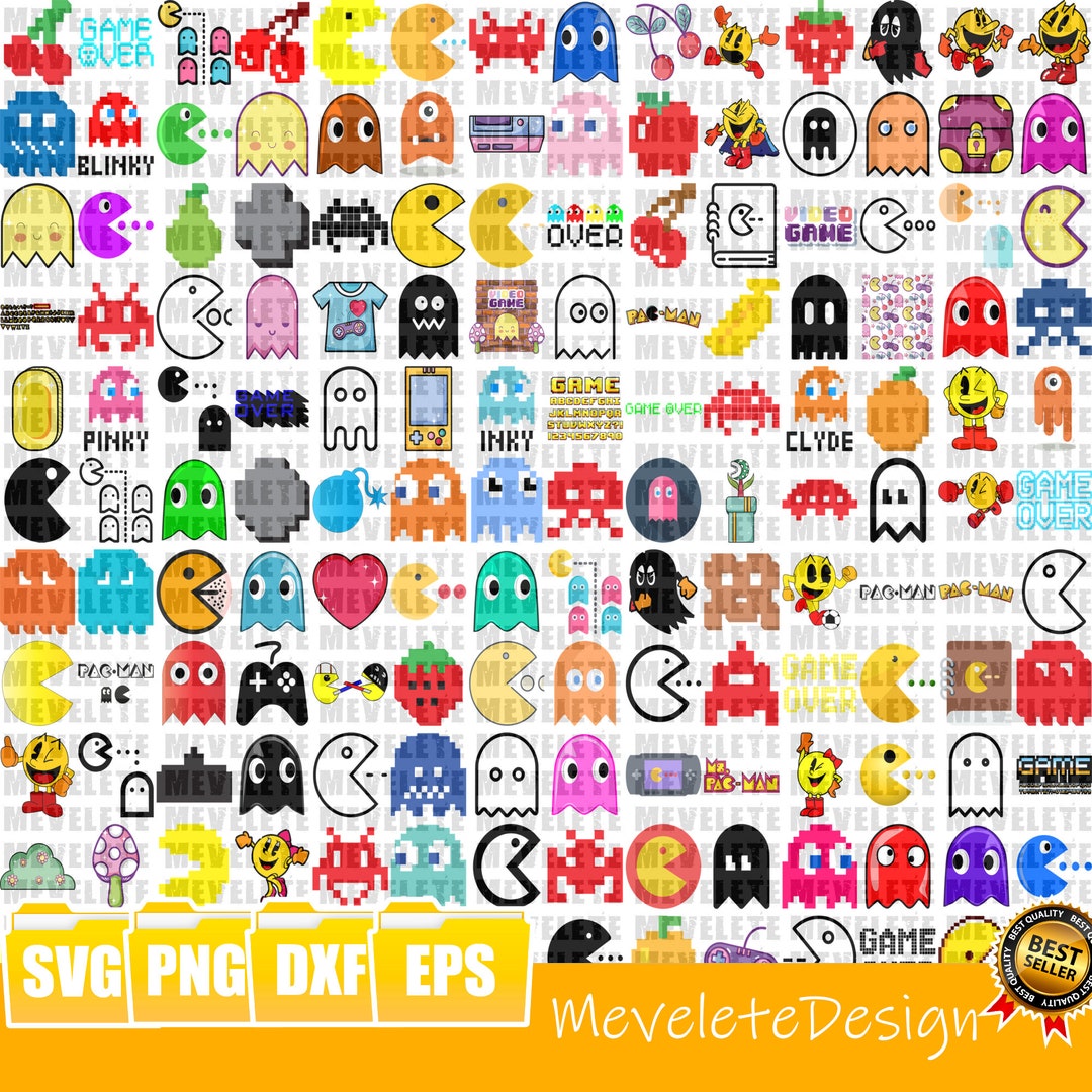 Pacman Svg Pacman Png SVG Bundle LAYERED Cricut Files,instant Download ...