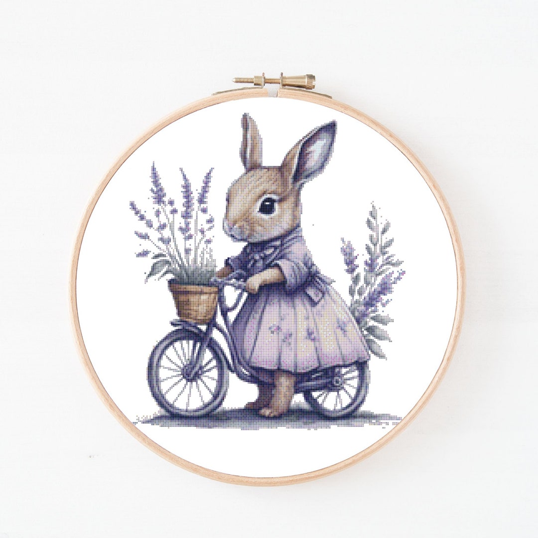 Bunny Cross Stitch Pattern, Rabbit Digital Pattern, Counted Cross