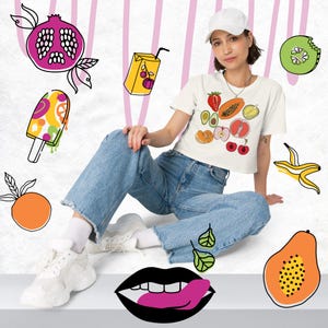 Suggestive Fruits Doodle Crop Top