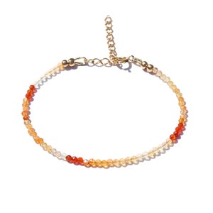Mexican Fire Opal Bracelet, Adjustable Orange Bracelet, Fire Opal Jewelry Beaded Bracelet, Handcrafted Gemstone Bracelet