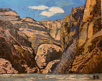 Colorado River Cliffs: original oil pastel