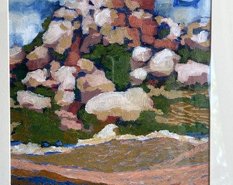 Rock Mound: original 12x16 oil pastel