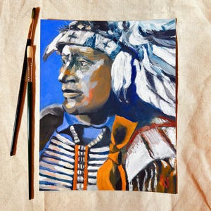 Native Chief Art Print, Vibrant Giclée Wall Art, American Indian Tribal Artwork
