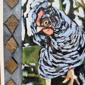 Chicken Fine Art Print | Spotted Hen Painting – Plymouth Rock Farm Bird | Country Wall Decor