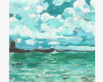 Blue Ocean Giclée Art Print, Coastal Seascape, tropical Decor