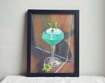 Cocktail Glass Painting | Martini artwork for Home Decor, Still Life Art Print