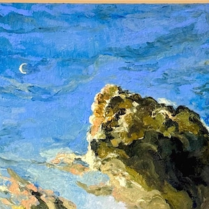 Original Oil Painting, Celestial Evening Sky Art - 16x20 Unframed Canvas