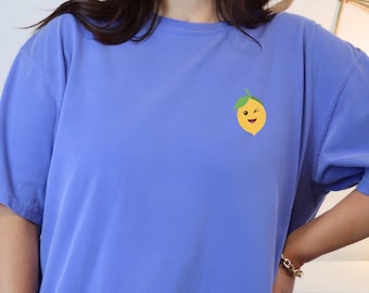 Kawaii Lemon Shirt, Funny Winky Face, Comfort Colors Tee