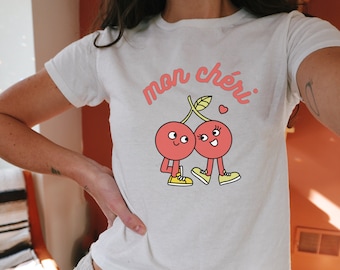 Cherry tshirt, Mon Chéri Cherry Graphic Tee, Y2K Style