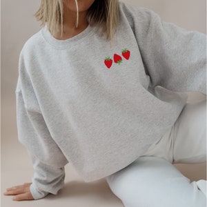 Strawberry Sweatshirt, pocket sweatshirt, Strawberry Crewneck, strawberry sweater, Strawberry Shirts, Strawberry Lover Sweatshirt
