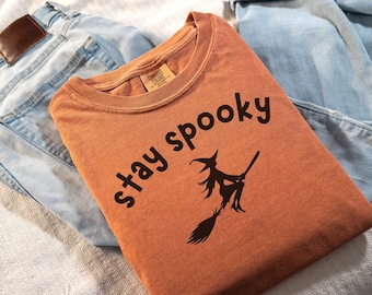 Stay Spooky Comfort Colors Halloween T-shirt, Retro Witch Vibes